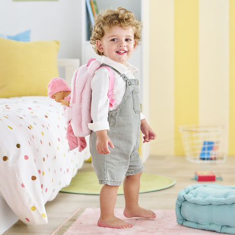 Sac a dos porte-poupon - COROLLE - Peluche rose pour poupon 30 cm - Des 3 ans