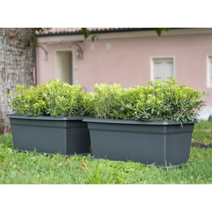 STEFANPLAST Bac a fleur/Jardiniere rectangulaire MEDITERRANEO - 110L - 100x45x40H cm - Plastique - Anthracite
