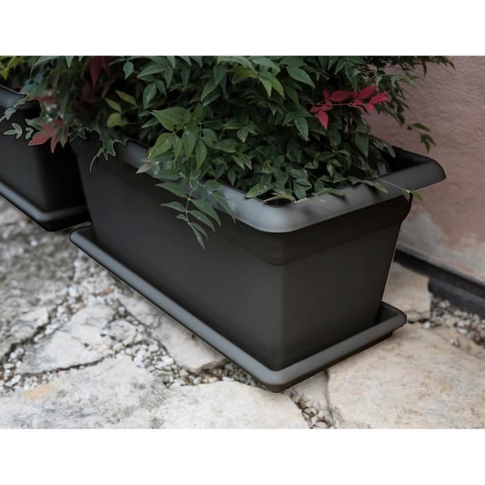 STEFANPLAST Bac a fleur/Jardiniere rectangulaire MEDITERRANEO - 110L - 100x45x40H cm - Plastique - Anthracite