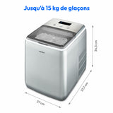 Machine a glaçons cristallins – MEDION MD11950 – Réservoir eau 2,6L – 15kg/24h – 2 tailles – 10 minutes – Inox