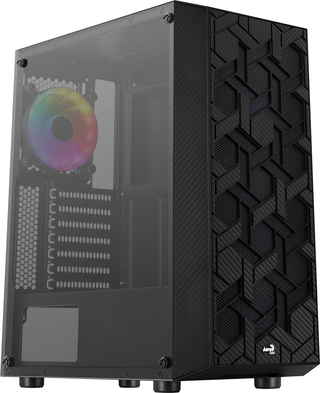 Boitier Moyen Tour ATX AeroCool Hive v2 RGB avec panneau vitré (Noir)