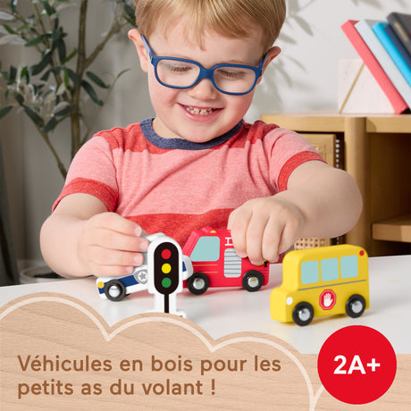 Fisher-Price Mes Véhicules en bois - Véhicule pour jeu a quatre pattes - 4 pieces en bois, des 2 ans, JCY32