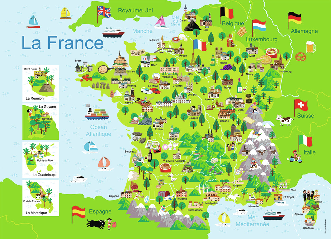 Puzzle enfant 100 pieces - Carte de France - Nathan - Trieur 3 compartiments - Des 6 ans