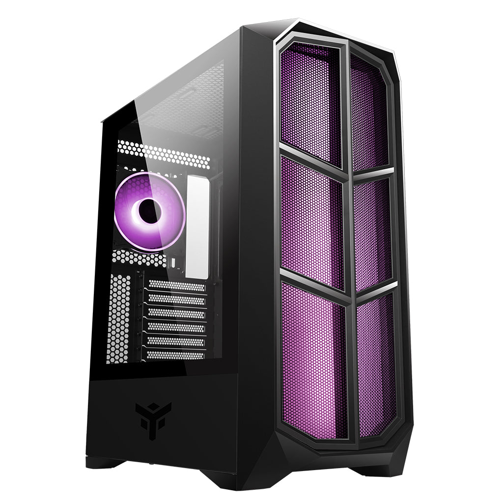 Boitier Moyen Tour ATX iTek Vertibra Y210 RGB avec panneau vitré (Noir)