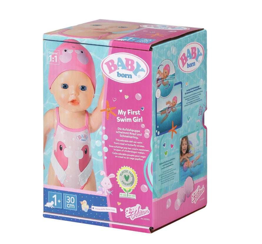 Poupon - BABY BORN -  Ma premiere nage - Poupée fille 30 cm - Tenue non détachable et bonnet - Jouet de bain - Des 1 an