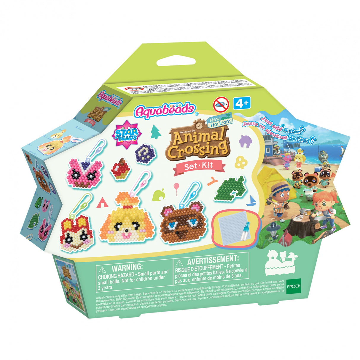 Aquabeads kit Animal Crossing: New Horizons, 800 perles de différentes formes et couleurs, perles qui collent avec de l'eau, 31832,