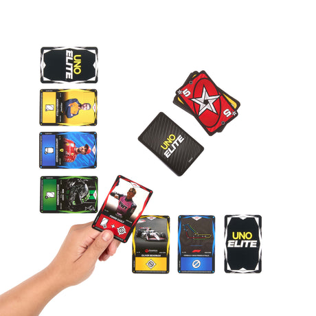 UNO Élite Formula 1 Édition - Jeu de cartes - Avec 4 boosters - Mattel Games - JLV42 - 7 ans et +