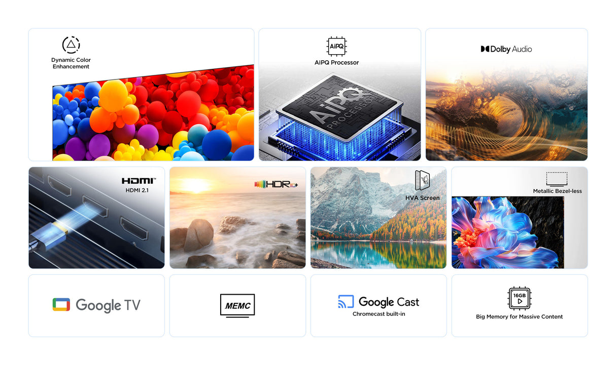 TCL 55P6K - TV LED 55 (139 cm) - 4K UHD 3840x2160 - HDR10+ - Google TV  - 3xHDMI 2.1 - WiFi
