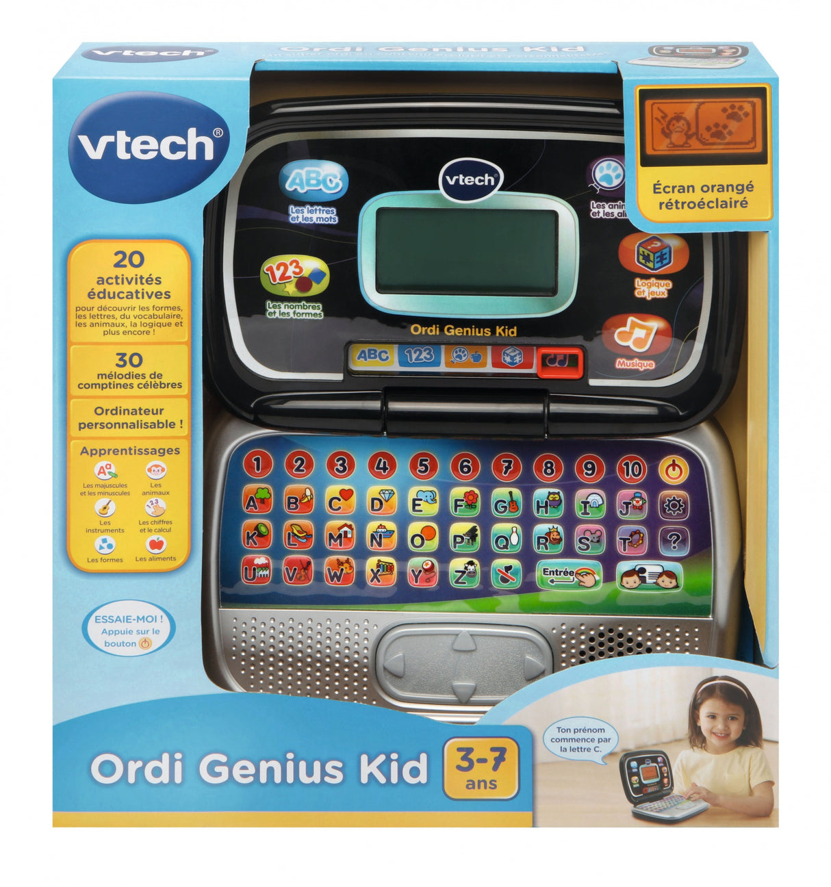 Ordinateur Interactif Enfant - VTECH - Genius Kid - 20 activités éducatives - Noir