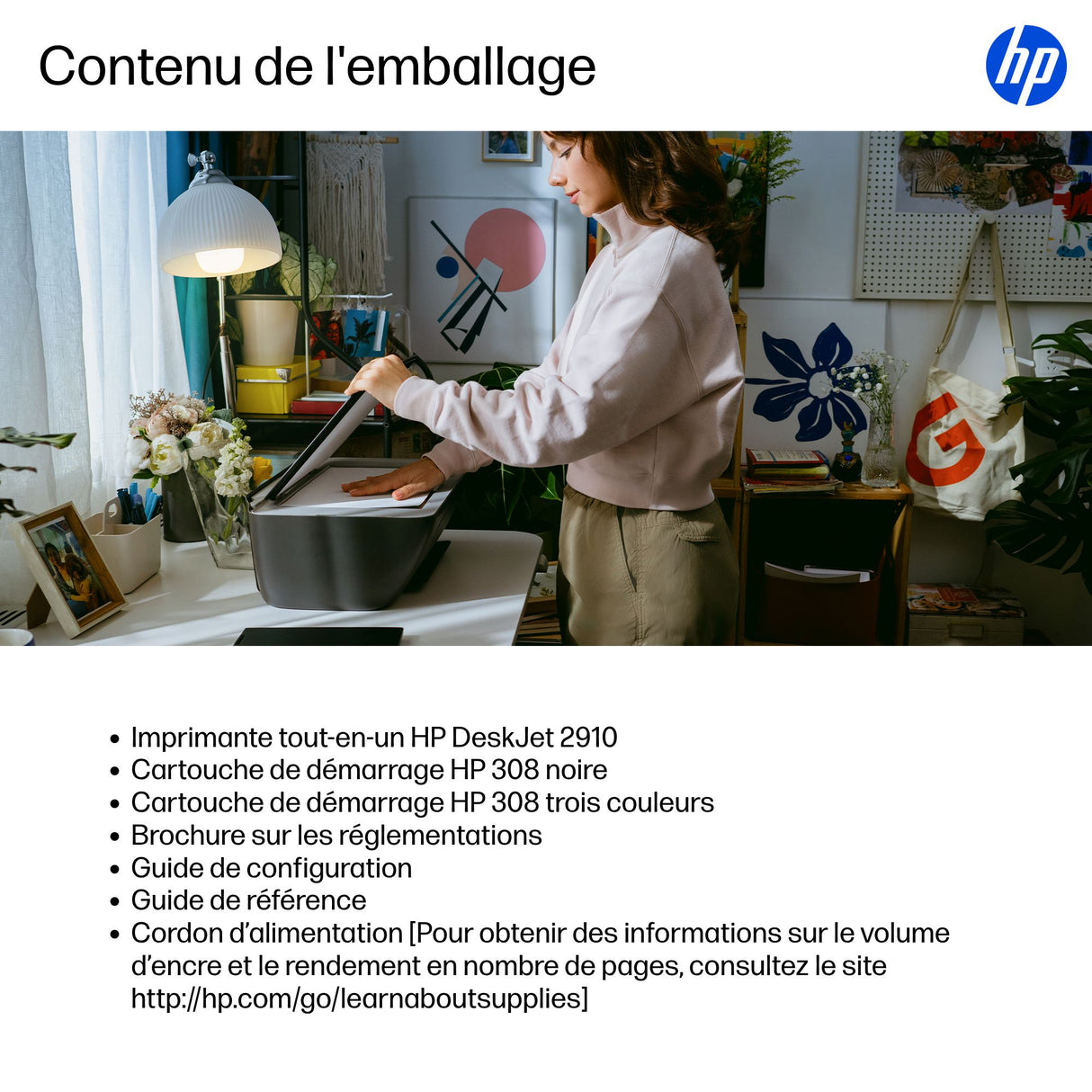 Imprimante tout-en-un HP DeskJet 2910 jet d'encre couleur - 3 mois d'Instant ink inclus avec HP+
