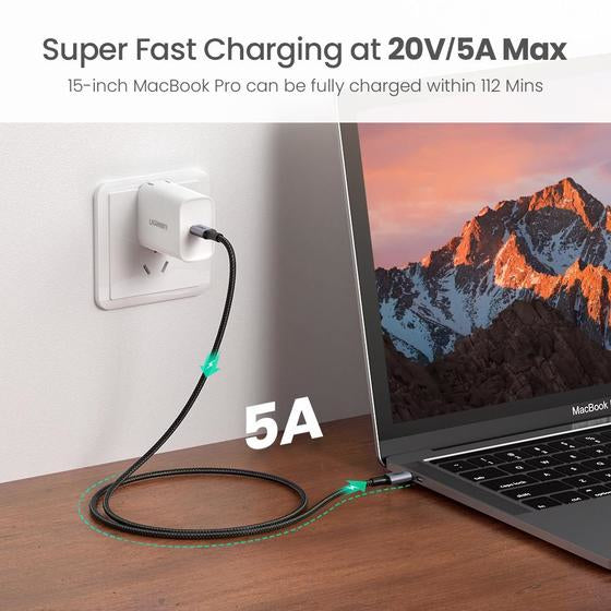 Câble USB-C - UGREEN - Renforcé - USB-C vers USB-C 100W - 2 m - Noir