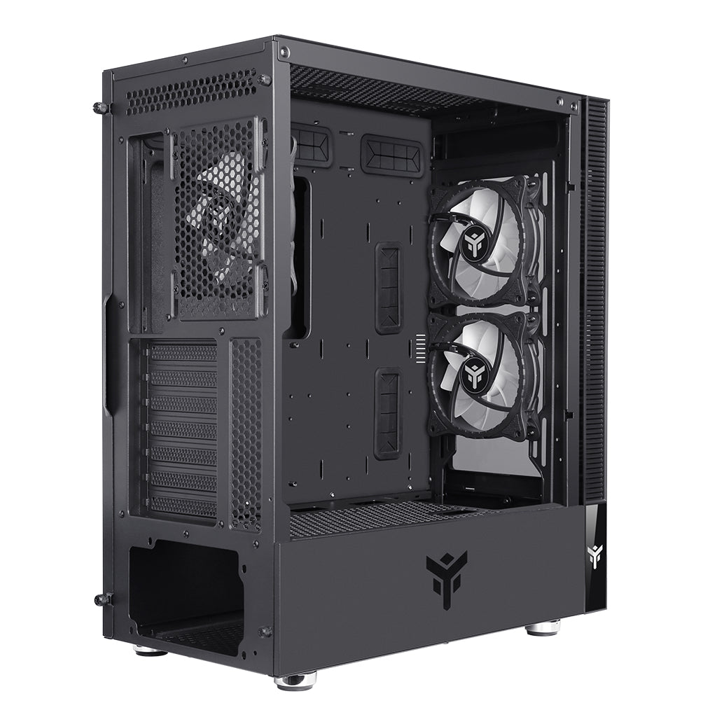 Boitier Moyen Tour ATX iTek Vertibra Q210 RGB avec panneaux vitrés (Noir)