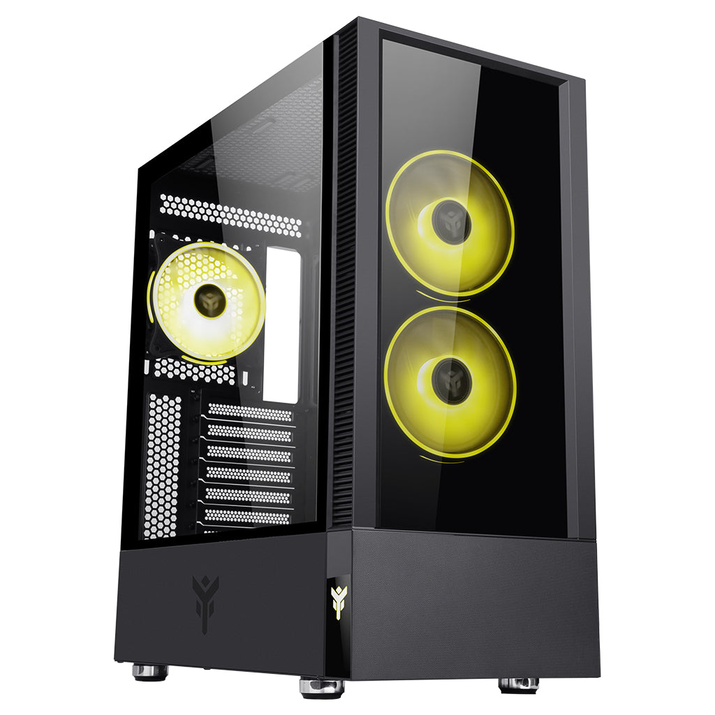 Boitier Moyen Tour ATX iTek Vertibra Q210 RGB avec panneaux vitrés (Noir)