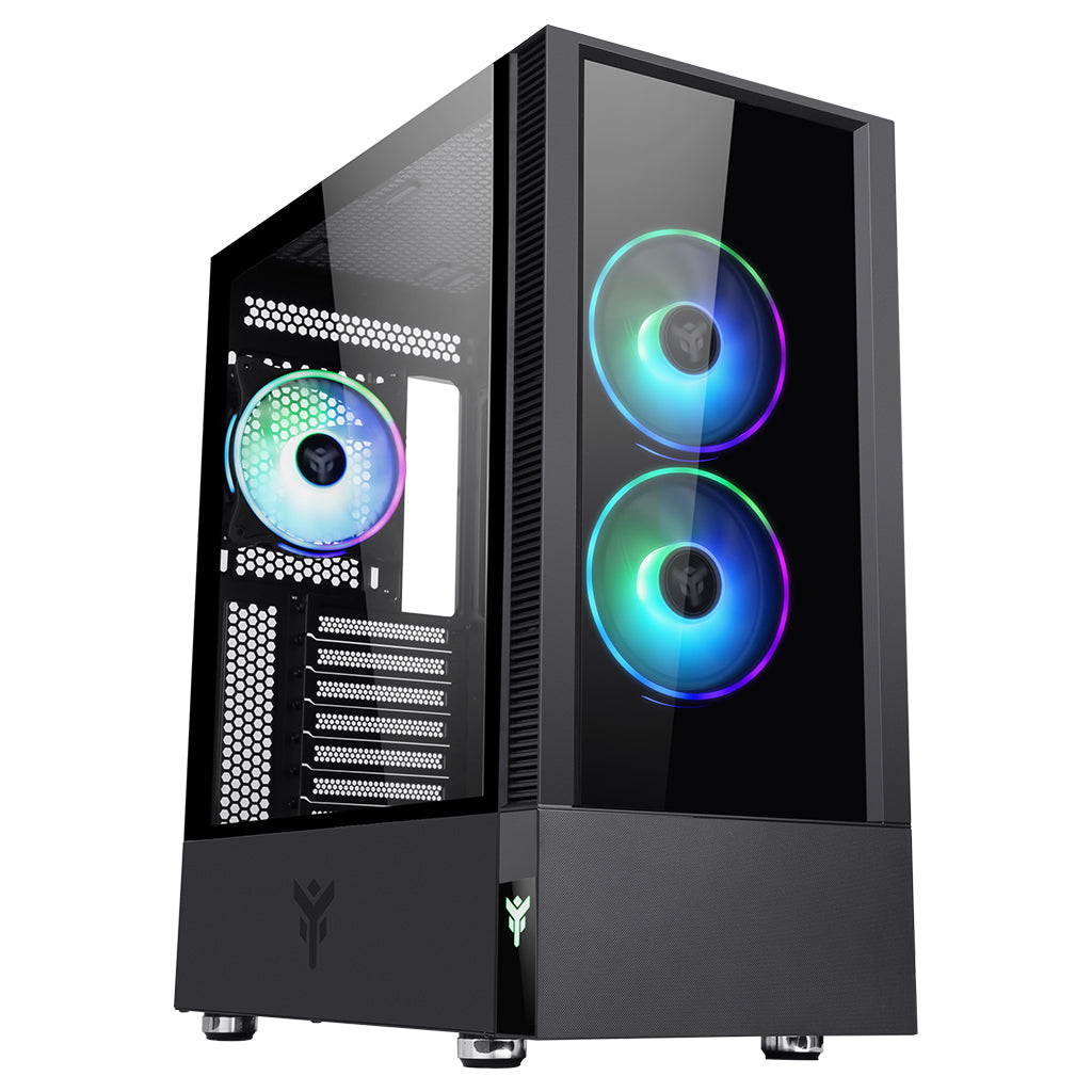 Boitier Moyen Tour ATX iTek Vertibra Q210 RGB avec panneaux vitrés (Noir)