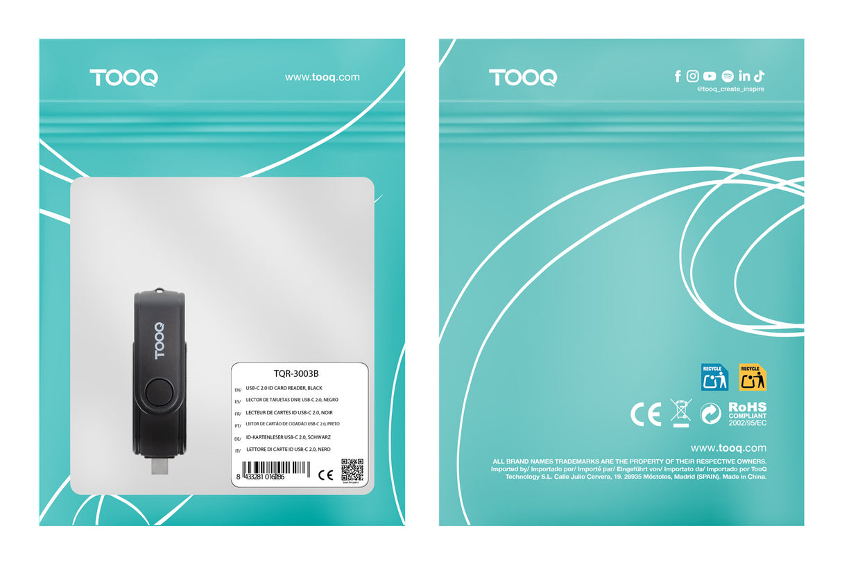 Lecteur de Cartes externe USB-A/C 3.0 TooQ TQR-3003B (Noir)