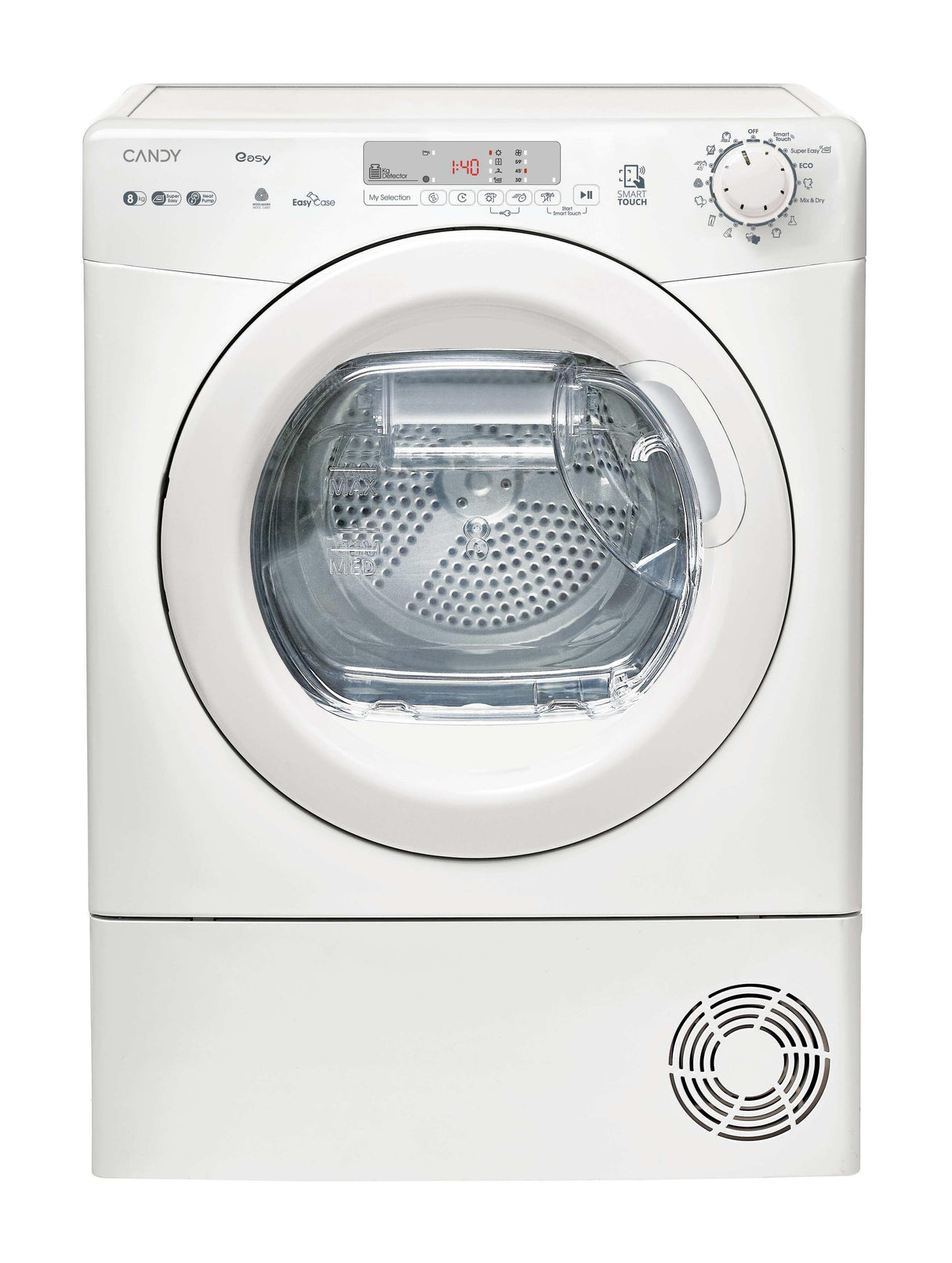 Seche-linge pompe a chaleur CANDY EY EH8N1DE-S - 8 kg - Bac EasyCase - Connecté - Blanc