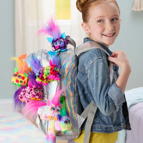 Furby DJ Furblets Rain-Bow-Kat, Mini peluche électronique, jouet pour enfant, 45 sons et musiques, des 6 ans