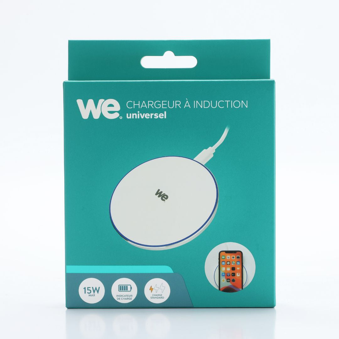 Chargeur à induction universel 15W - Blanc - Indicateur de charge lumineux - San