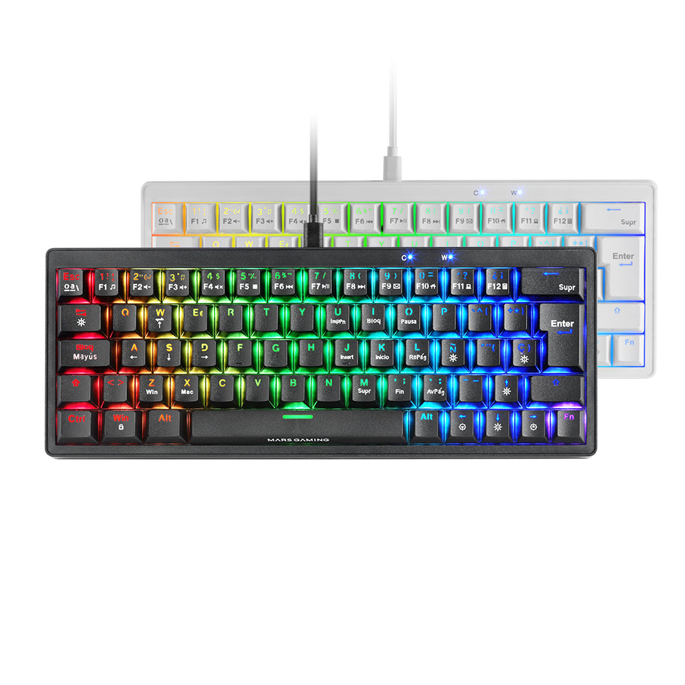 Clavier Gamer mécanique (Blue Switch) Mars Gaming MKMiniPro TKL RGB (Blanc)
