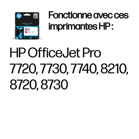 HP 953 Cartouche d'encre magenta authentique (F6U13AE) pour HP Officejet Pro 8210/8710/8720/8730/8746