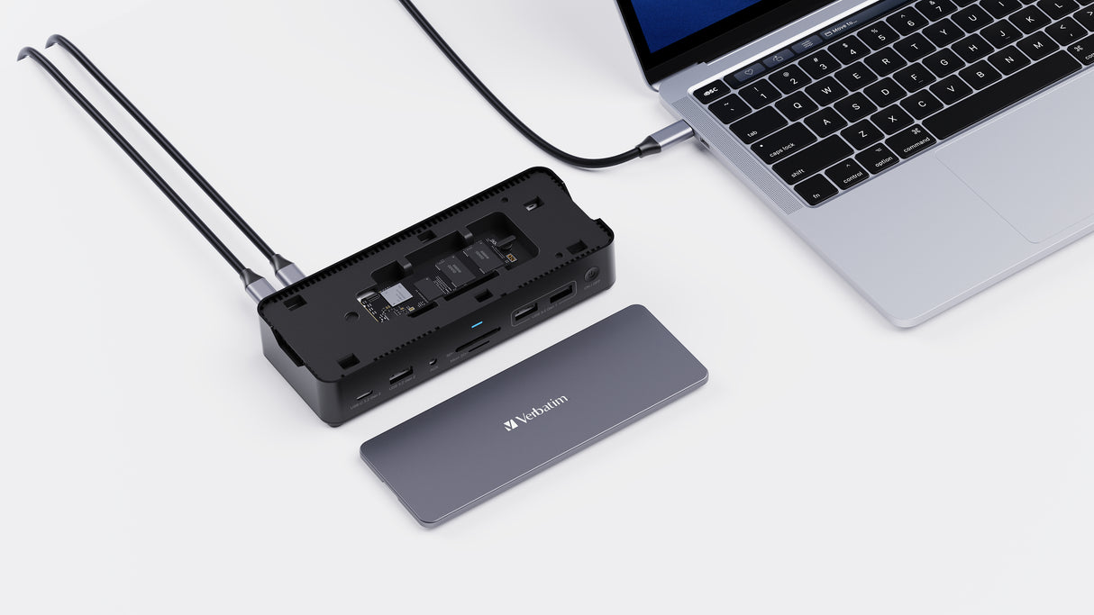 Station d'accueil portable USB-C 3.2 Verbatim CDS-15S avec lecteur SSD (Gris)