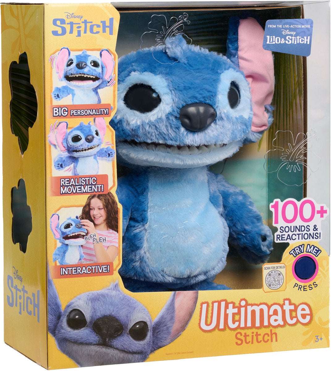 Peluche intéractive ultimate - STITCH - Live action - 23 cm - Des 5 ans