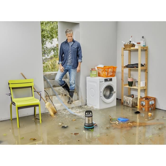 Pompe d'évacuation eau chargée 25000 GARDENA  1100W – Débit max 25000l/h & pression max 1.1bar – Extension garantie 5 ans (9046-20)