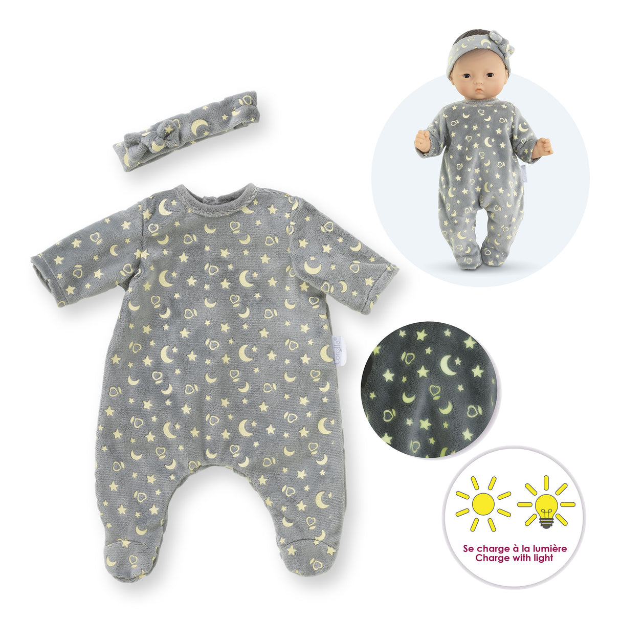 Pyjama - Corolle - Brille dans la Nuit - 30 cm - Doux - Phosphorescent