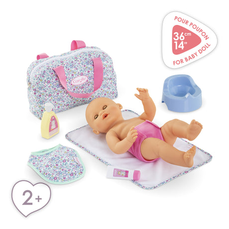 Accessoires poupons - COROLLE - Coffret Accessoires a Langer Floral - 7 accessoires - des 2 ans
