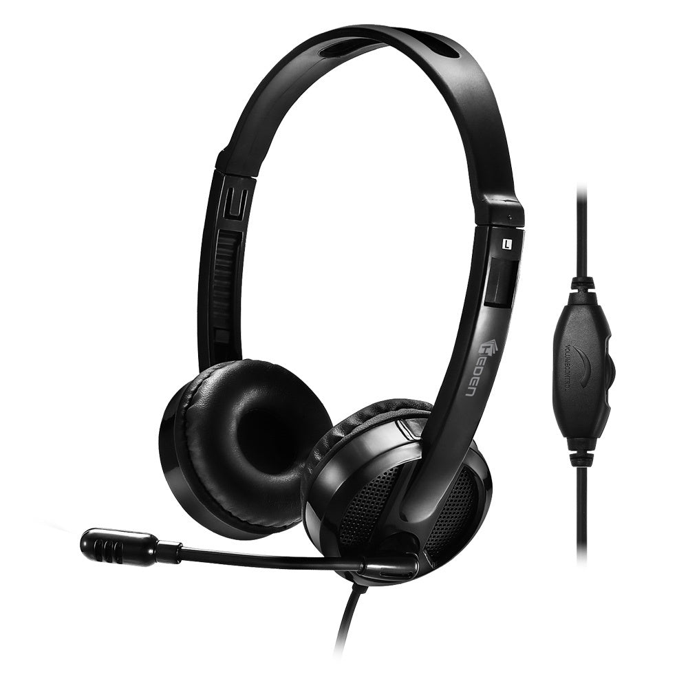 Casque micro HEDEN filaire double jack 3.5mm micro pivotant, arceau réglable noi
