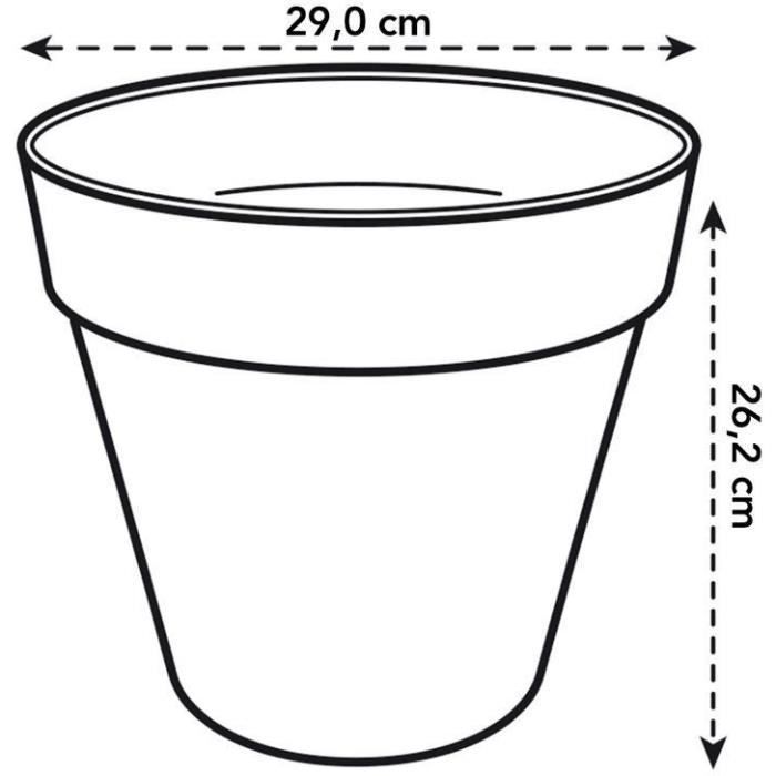 ELHO Lot de 2 pots de fleurs rond Loft Urban - 19 L  - Ř 28.5 x H 26 cm - Noir