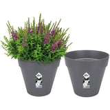 ELHO Lot de 2 pots de fleurs rond Loft Urban - 19 L  - Ř 28.5 x H 26 cm - Noir