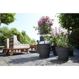 ELHO Lot de 2 pots de fleurs rond avec soucoupes Vibia Campana + Loft - Ř29,8 x H25,8cm + soucoupe Ř21 x H2,8cm - 22 L - Noir