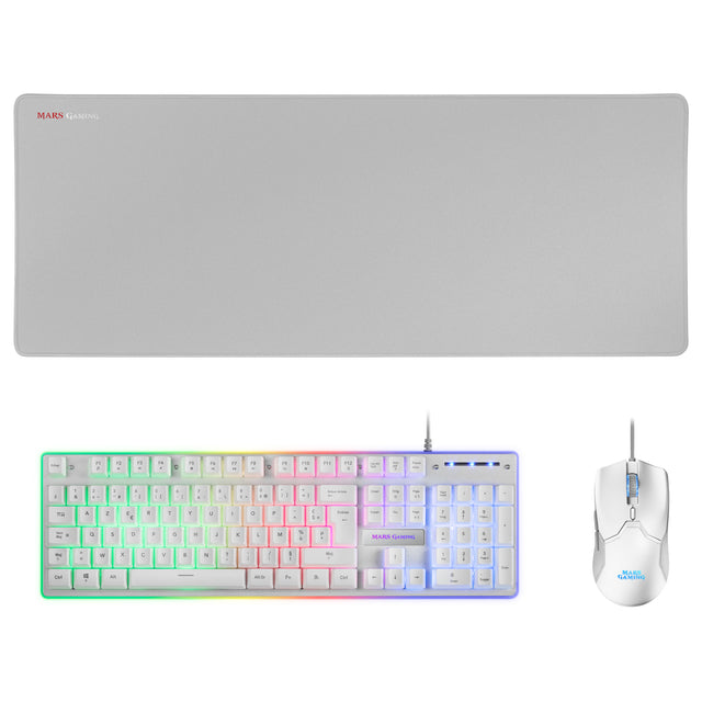 Pack Gamer 3en1 (Clavier/Souris/Tapis) Mars Gaming MCPX RGB (Blanc)