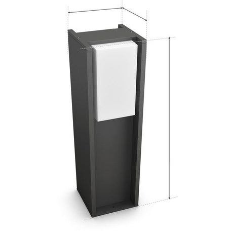 Borne lumineuse basse - PHILIPS HUE - Turaco - Gris anthracite - IP44 - Lumiere blanche et colorée - 1100 lumens