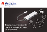 Hub USB Type C Verbatim - 4 ports USB 3.2 (Argent)