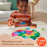 Fisher-Price-Puzzle Mandala en Bois-Puzzle 40 pieces motif géométrique HXT94