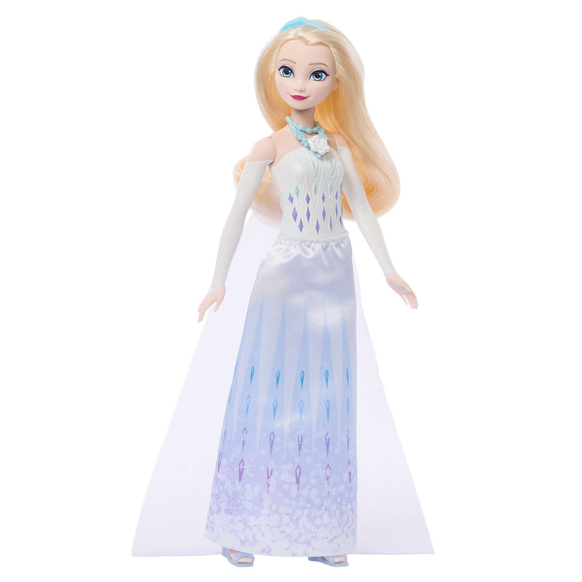 Poupée Jewel Reveal Elsa, La Reine des Neiges, accessoires avec 8 surprises, 1 boîte a bijoux en forme de flocon de neige, 1 bague p