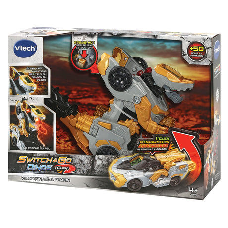 VTECH - Switch & Go Dinos - 1'Click - Vulcanion, Méga Dragon - Enfant - Pile - Marron, noir et gris