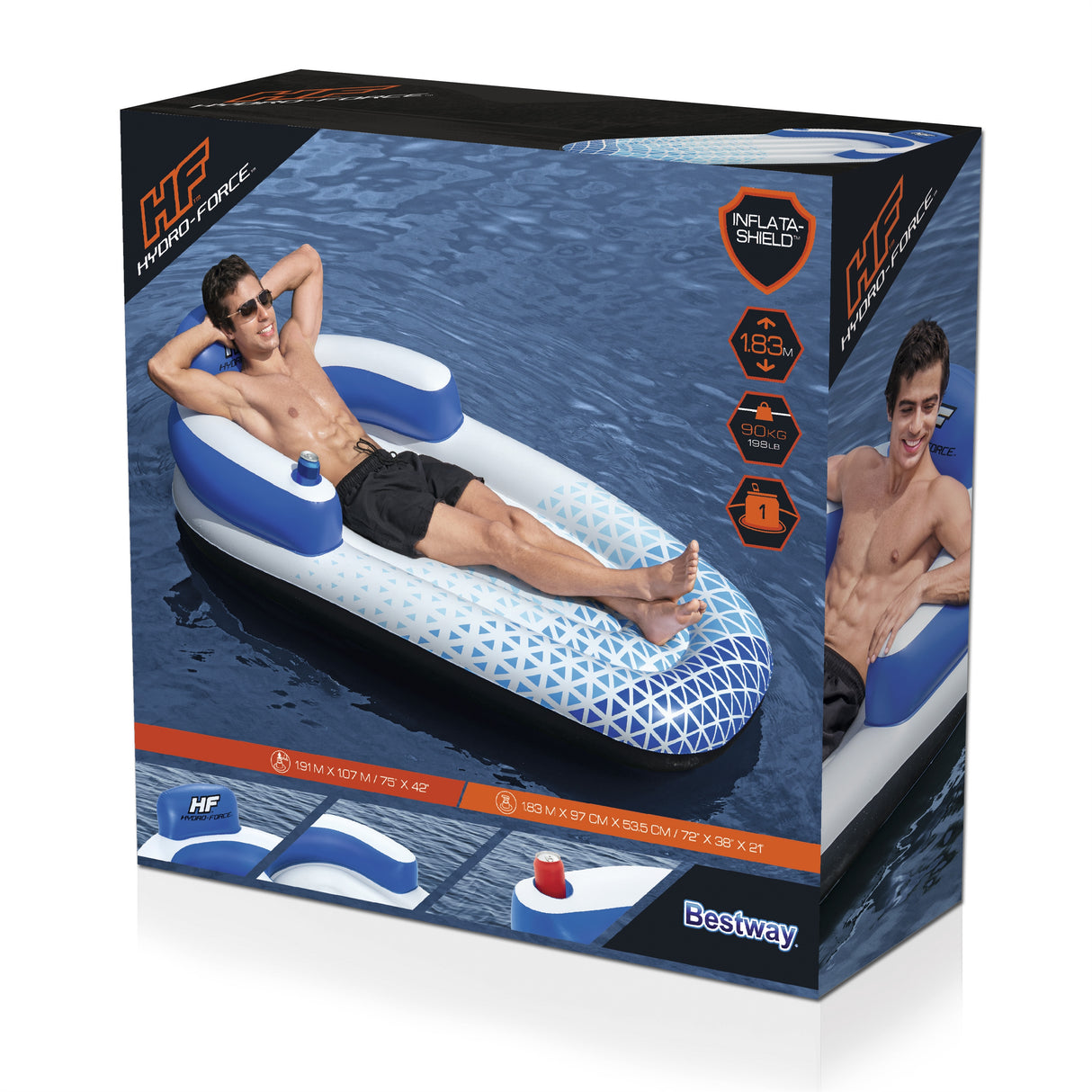 Bouée gonflable - Bestway - matelas Hydroforce  - 1 place - 183 x 97 x 53,5 cm