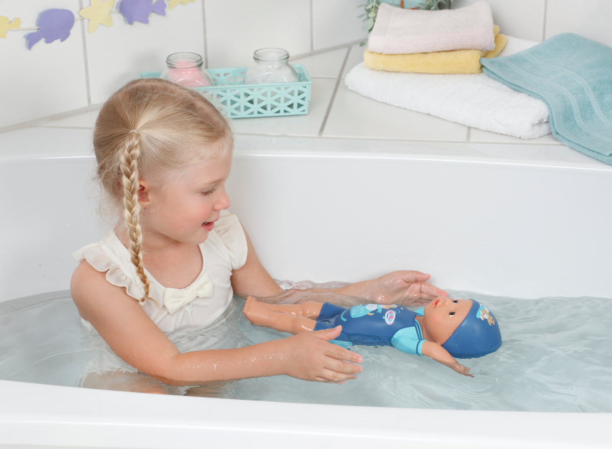 Poupon - BABY BORN -  Ma premiere nage - Poupée garçon 30 cm - Tenue non détachable et bonnet - Jouet de bain - Des 1 an