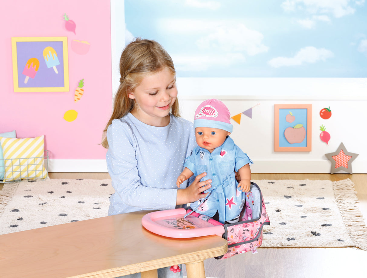 Chaise haute pour poupon - BABY BORN - Se fixe sur la table - Jouet d'imitation - Rose - Des 3 ans