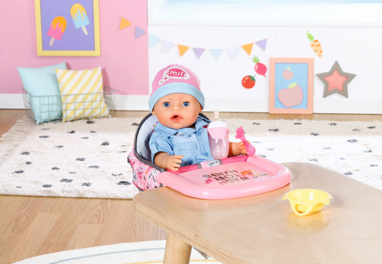 Chaise haute pour poupon - BABY BORN - Se fixe sur la table - Jouet d'imitation - Rose - Des 3 ans