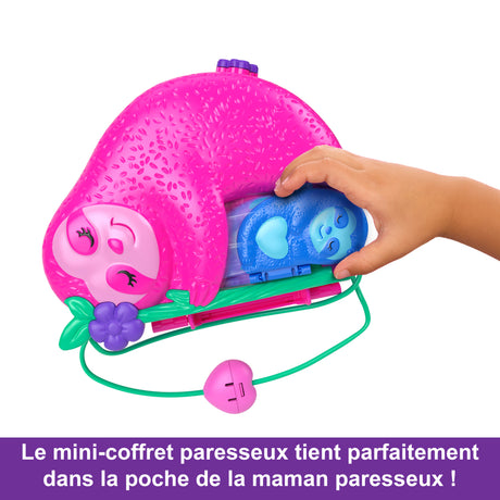 Polly Pocket-La Famille des Paresseux-Coffret 2 en 1, jouet de voyage HRD40