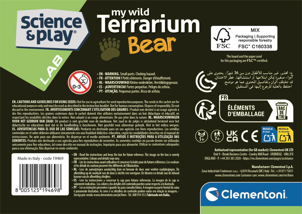 Mini Terrarium - Clementoni - Ours - Jeu de sciences et d'expériences - Des 7 ans - Fabriqué en Italie