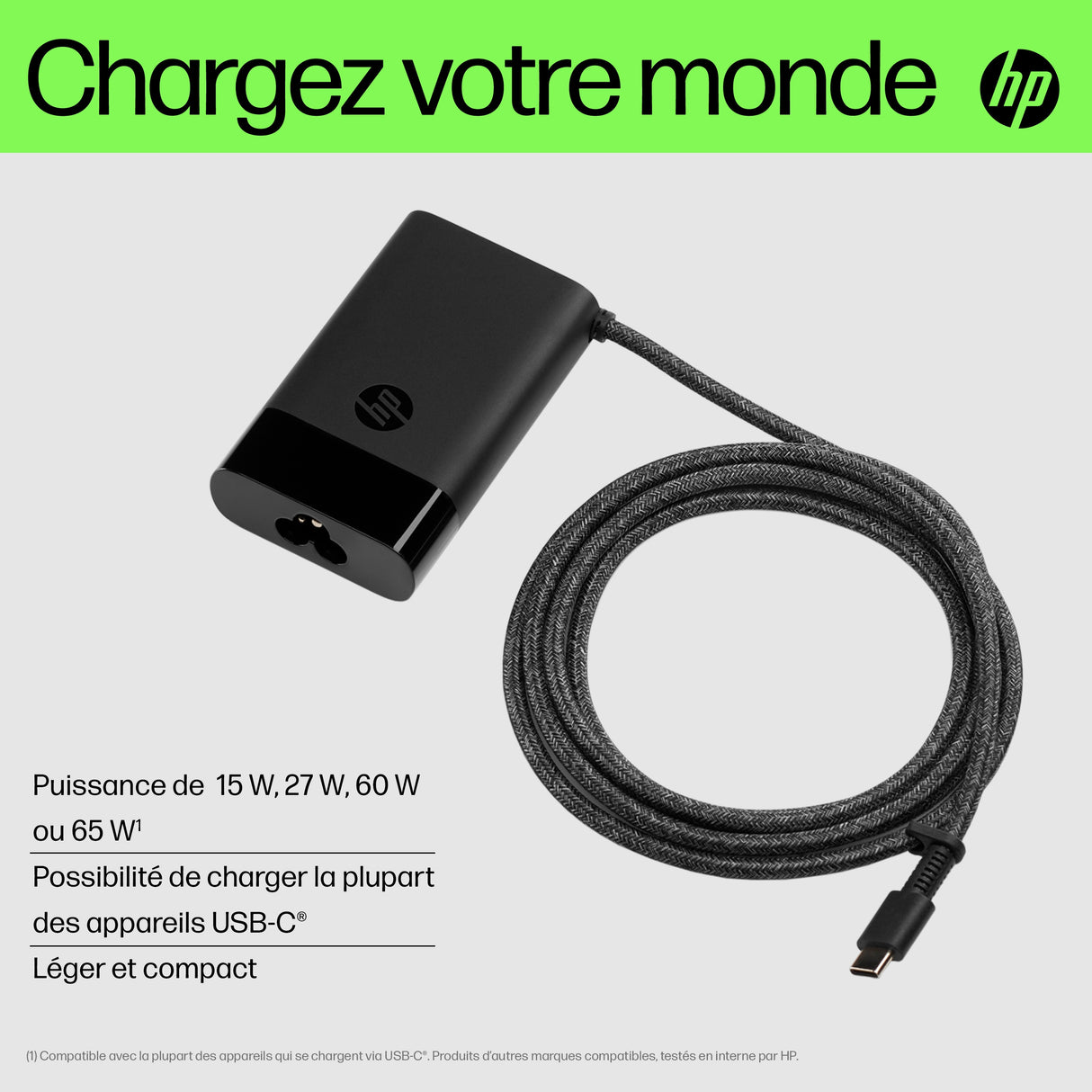 Chargeur pour ordinateur portable HP USB-C 65 W