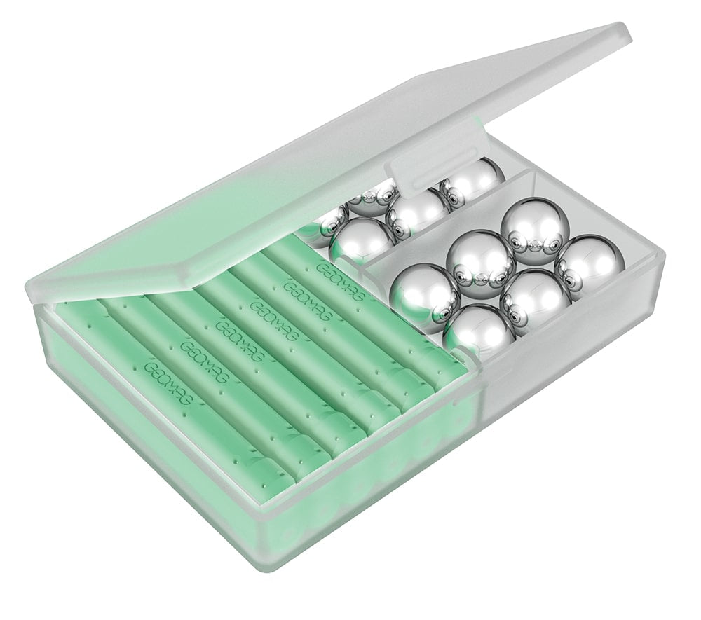 Coffret de construction - GEOMAG - Glow Recycled - 25 pieces - Luminescent - Magnétique - Plastique recyclé