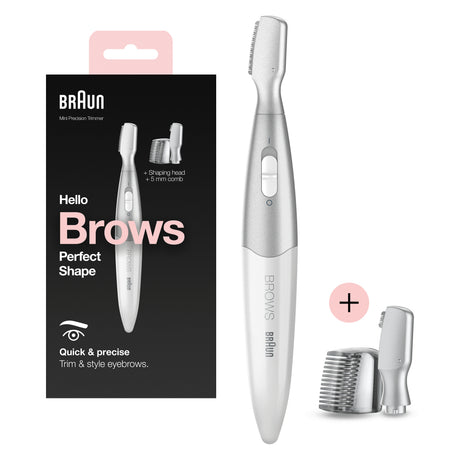 Mini-tondeuse de précision - BRAUN - FG1106 Sourcils- 1 vitesse - Pile - Gris / Blanc