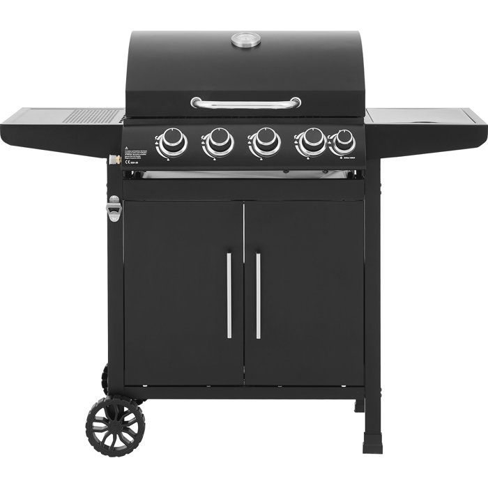 Barbecue a gaz - COOKING BOX - Paarl - 4 brűleurs - Surface de cuisson principal : 60 x 42 cm - Grille de maintien au chaud - Acier