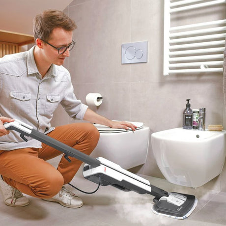 POLTI VAPORETTO SV660 STYLE - Balai vapeur 2-en-1 - Tout sol - 1500 W - 0,5 L - Câble 6 m - Gris / Blanc